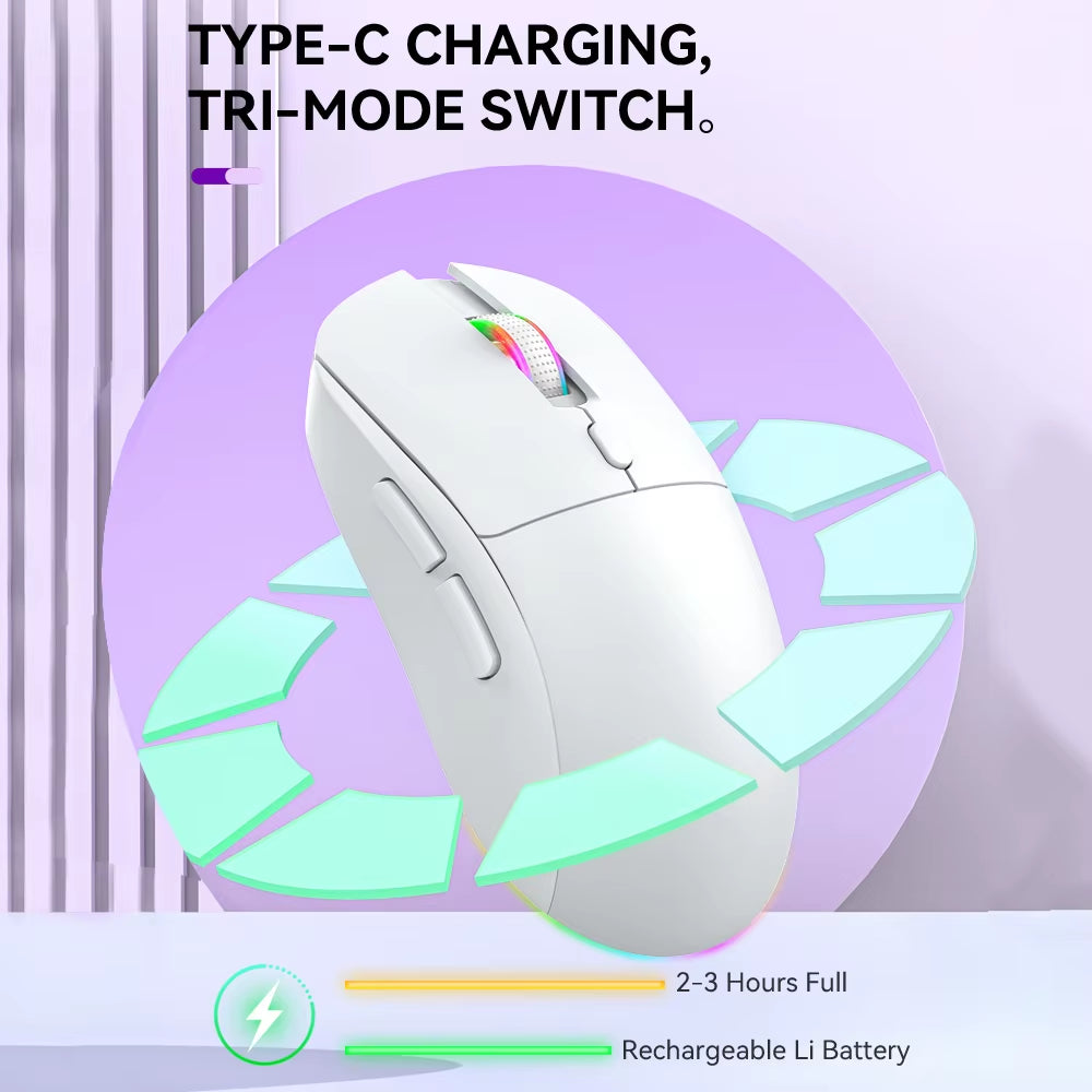 Dual Bluetooth 5.3 Mouse 2.4G Wireless Mouse USB Wired Mouse Tri-Mode RGB Gaming Mouse 6 Button 4800DPI for PC Laptop Tablet