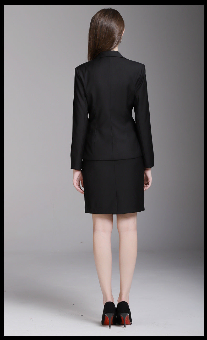 Cross-border spring business attire grain buckle skirt three-piece white-collar fashion overalls beauty salon temperament in stock