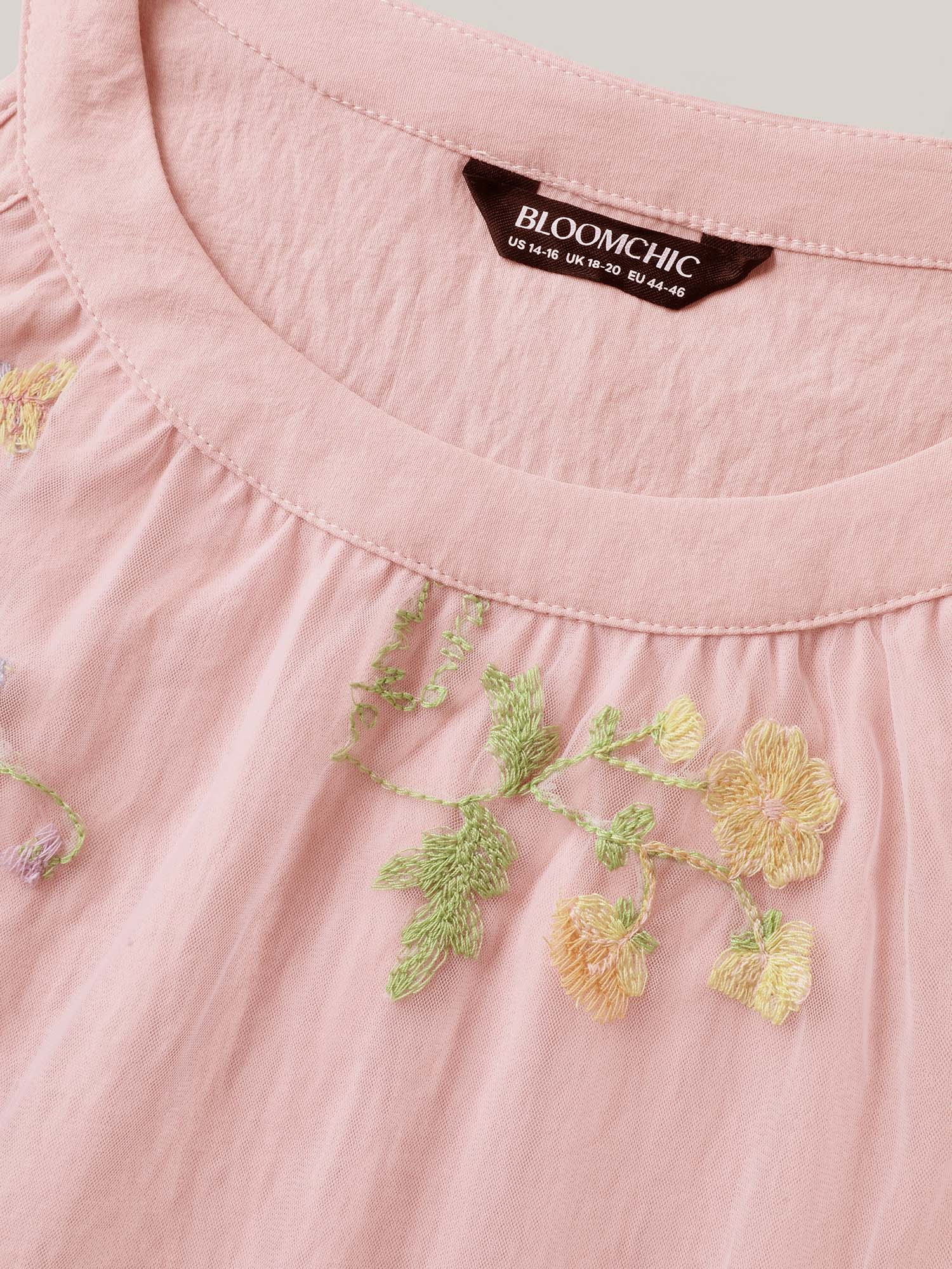 Embroidered Mesh Halter Neck Midi Dress