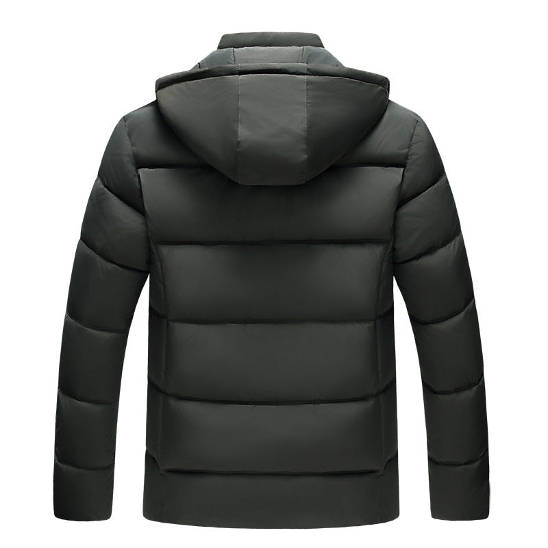 2024 Men's Cotton Coat Trendy Foreign Trade New Men's Hooded Cotton Coat Plus Velvet Style Non-Velvet Cotton Coat Men's One-Piece Drop Shipping