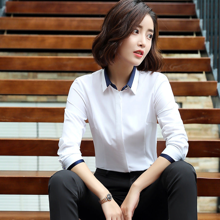Professional shirt women's long sleeve 2020 new Korean fashion temperament business long sleeve white shirt overalls