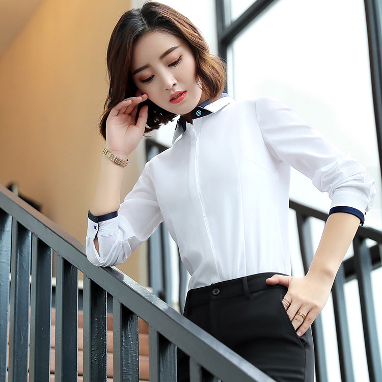Professional shirt women's long sleeve 2020 new Korean fashion temperament business long sleeve white shirt overalls