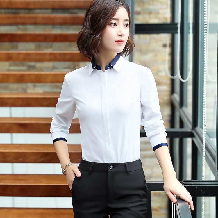 Professional shirt women's long sleeve 2020 new Korean fashion temperament business long sleeve white shirt overalls