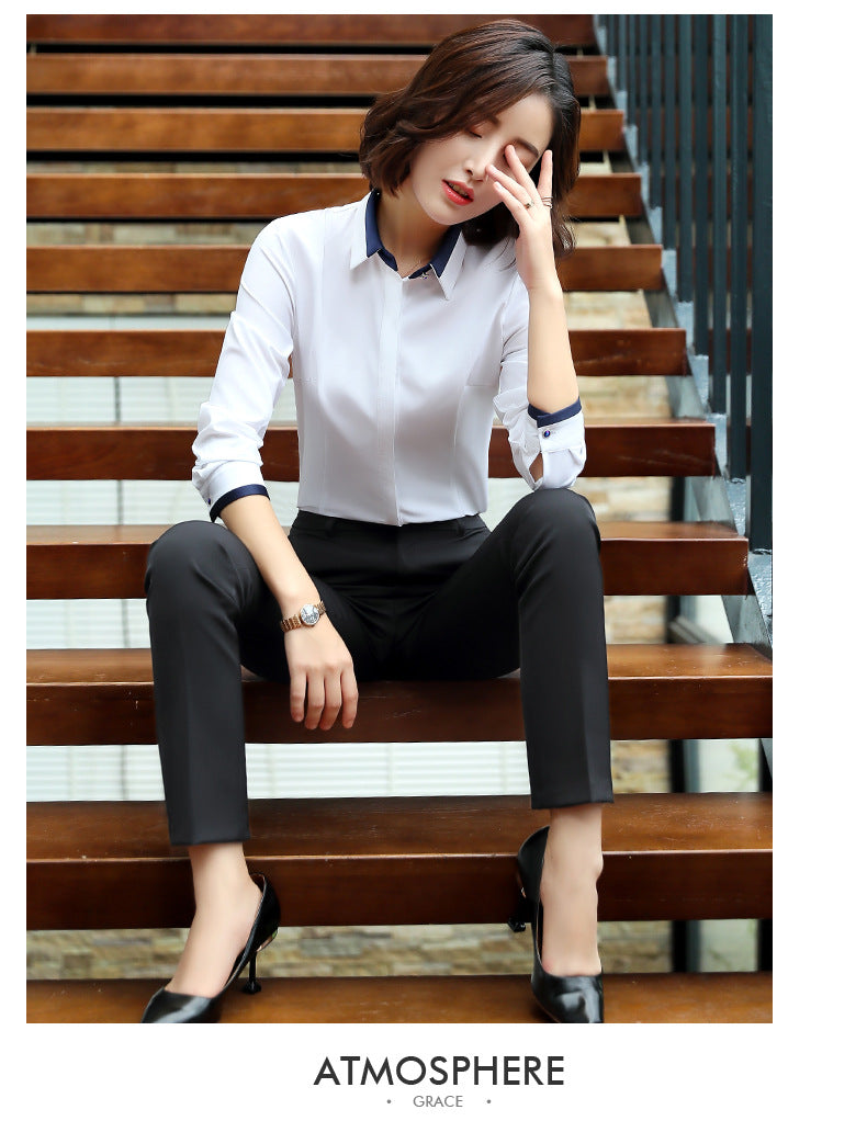 Professional shirt women's long sleeve 2020 new Korean fashion temperament business long sleeve white shirt overalls