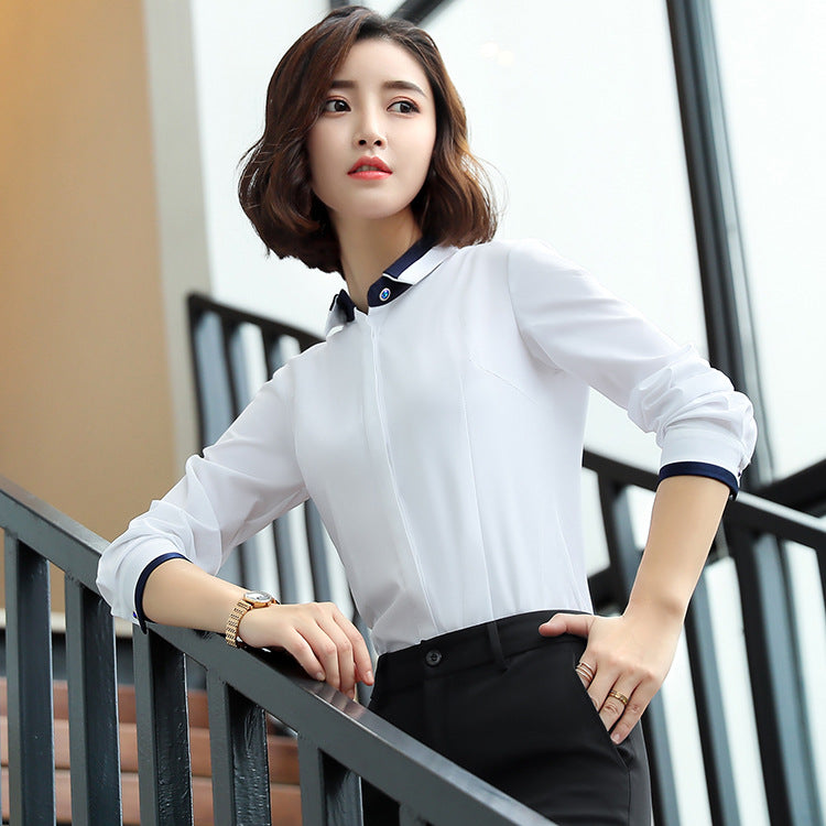 Professional shirt women's long sleeve 2020 new Korean fashion temperament business long sleeve white shirt overalls