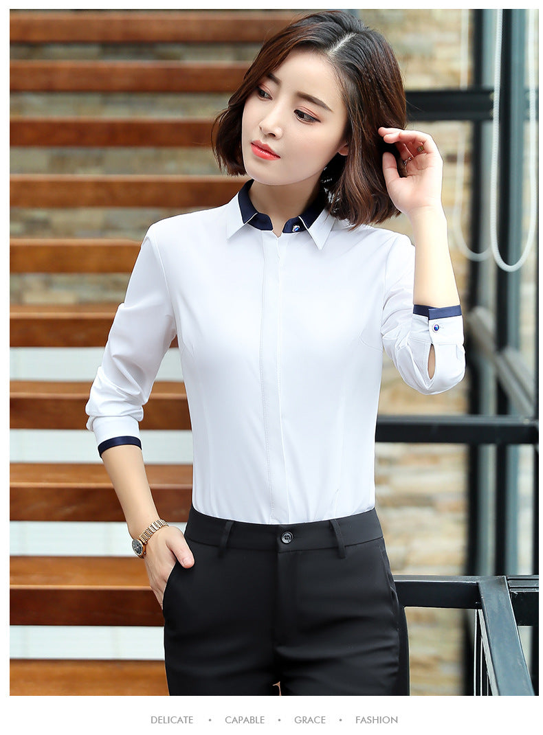 Professional shirt women's long sleeve 2020 new Korean fashion temperament business long sleeve white shirt overalls