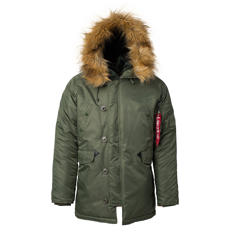 2025 N3B Pilot Air Force Cotton Outwear Men's Cotton Outwear Winter Outwear Hooded Thickeneded Couple Mid-Length Cotton Outwear