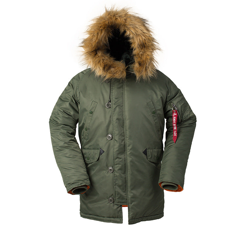 2025 N3B Pilot Air Force Cotton Outwear Men's Cotton Outwear Winter Outwear Hooded Thickeneded Couple Mid-Length Cotton Outwear