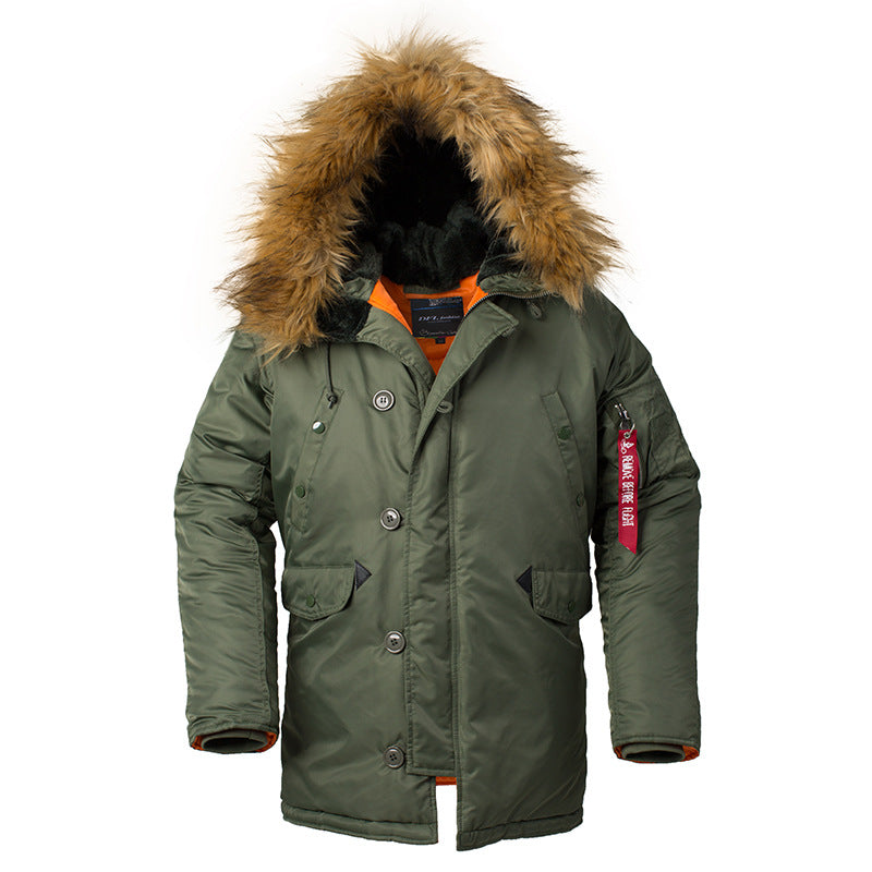 2025 N3B Pilot Air Force Cotton Outwear Men's Cotton Outwear Winter Outwear Hooded Thickeneded Couple Mid-Length Cotton Outwear
