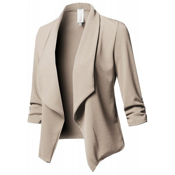 AliExpress wish Amazon eBay explosions 10 color eight size long sleeve pleated solid color small suit in large stock