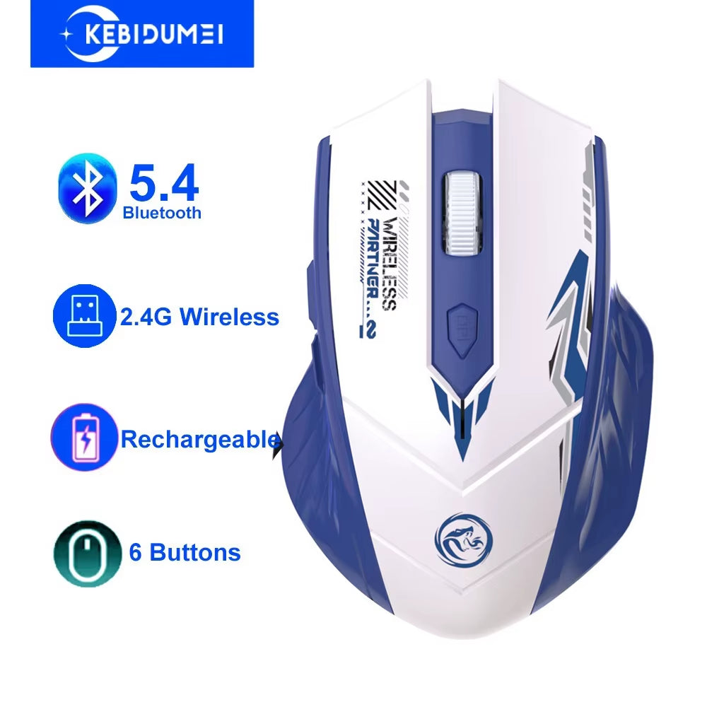 6 Buttons 2.4G Wireless Mouse Bluetooth 5.4 Mouse Dual-Mode Rechargeable Mice 1600 DPI Office Mouse Gaming Mouse for PC Laptop