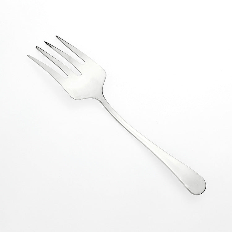 in stock wholesale stainless steel salad spoon salad vegetable fork steak fork self-service meal spoon leak more cake shovel