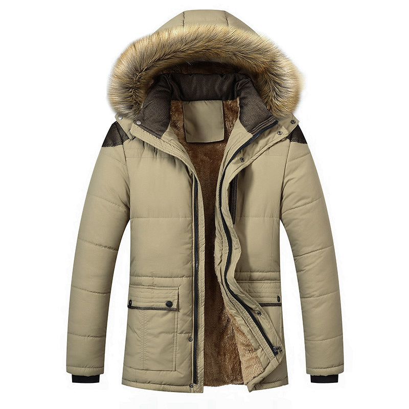 New Middle-aged Dad Winter Cotton Coat Grandpa Winter Coat Middle-aged and Elderly Men's Cotton Coat fleece-lined Thickened Cotton Coat