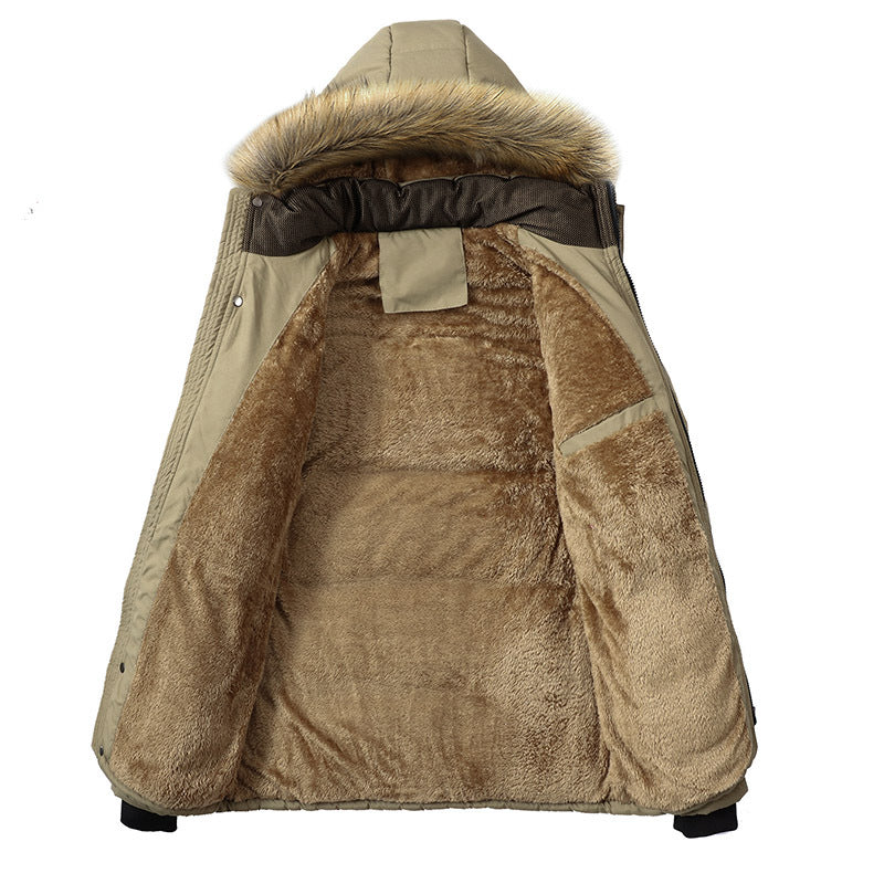 New Middle-aged Dad Winter Cotton Coat Grandpa Winter Coat Middle-aged and Elderly Men's Cotton Coat fleece-lined Thickened Cotton Coat