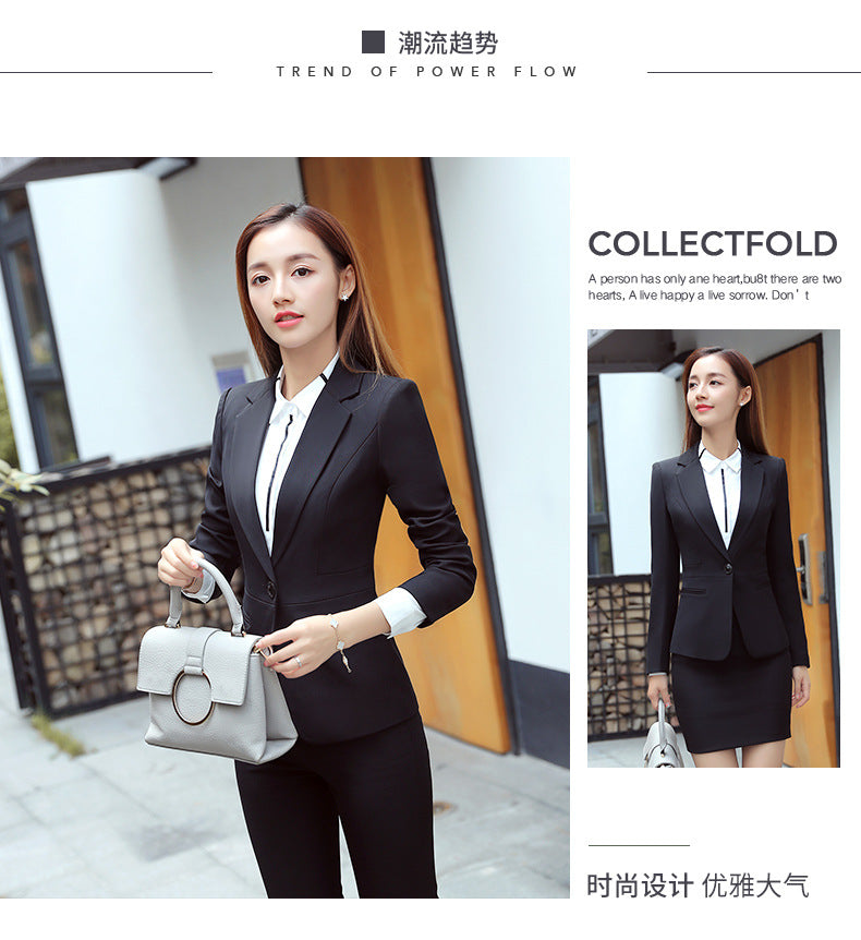 Professional suit Women's Short-sleeved New College Student Interview Dress Fashion Slim-fit Suit Work Clothes Temperament Suit