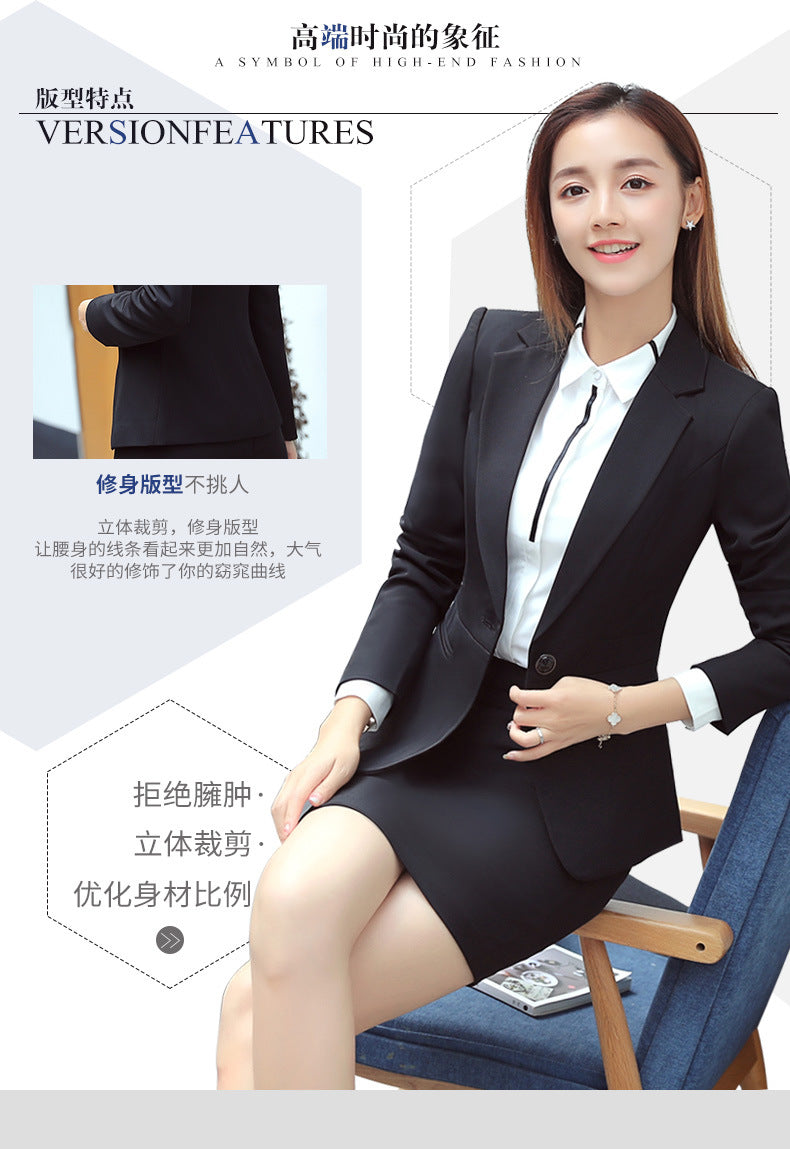 Professional suit Women's Short-sleeved New College Student Interview Dress Fashion Slim-fit Suit Work Clothes Temperament Suit