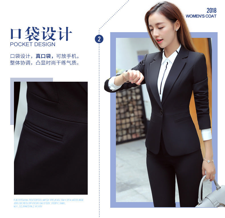 Professional suit Women's Short-sleeved New College Student Interview Dress Fashion Slim-fit Suit Work Clothes Temperament Suit