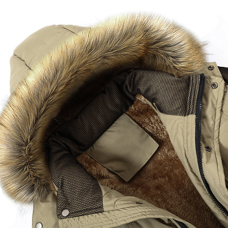 New Middle-aged Dad Winter Cotton Coat Grandpa Winter Coat Middle-aged and Elderly Men's Cotton Coat fleece-lined Thickened Cotton Coat