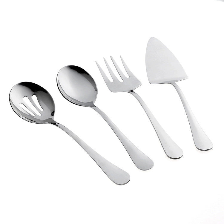 in stock wholesale stainless steel salad spoon salad vegetable fork steak fork self-service meal spoon leak more cake shovel