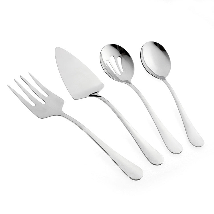 in stock wholesale stainless steel salad spoon salad vegetable fork steak fork self-service meal spoon leak more cake shovel