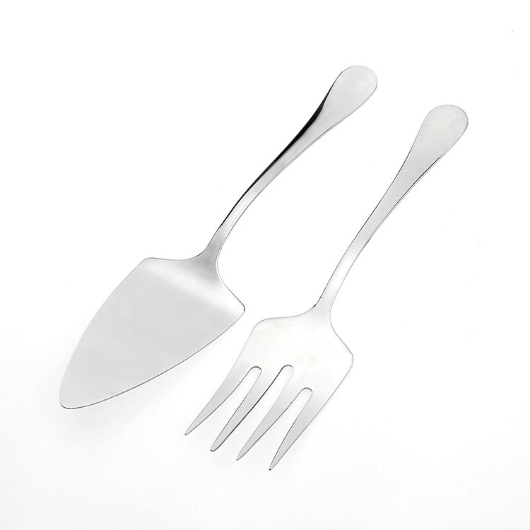 in stock wholesale stainless steel salad spoon salad vegetable fork steak fork self-service meal spoon leak more cake shovel