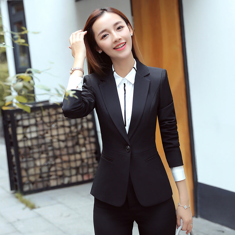 Professional suit Women's Short-sleeved New College Student Interview Dress Fashion Slim-fit Suit Work Clothes Temperament Suit