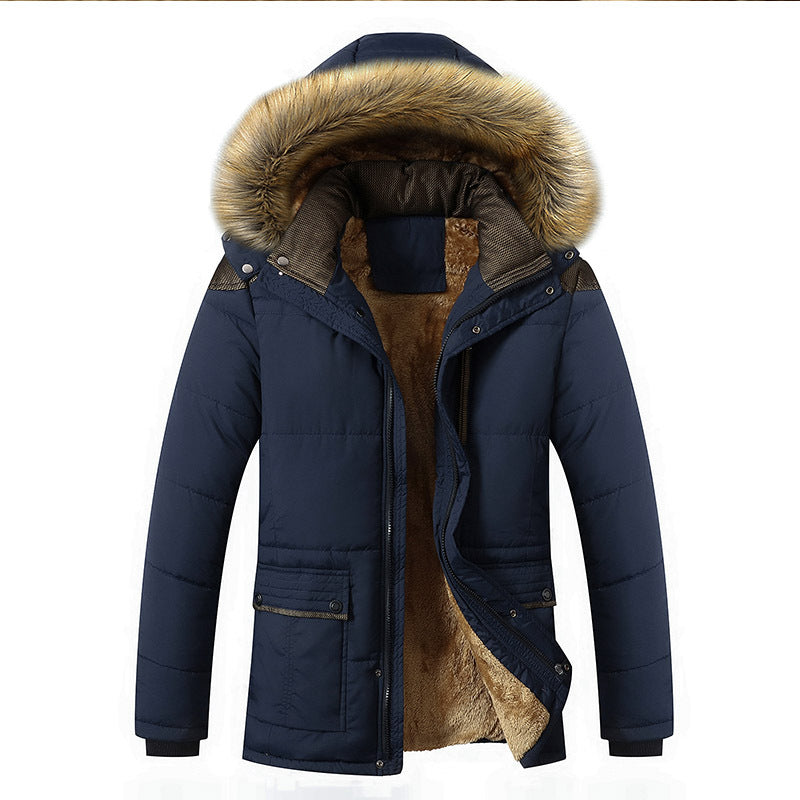 New Middle-aged Dad Winter Cotton Coat Grandpa Winter Coat Middle-aged and Elderly Men's Cotton Coat fleece-lined Thickened Cotton Coat