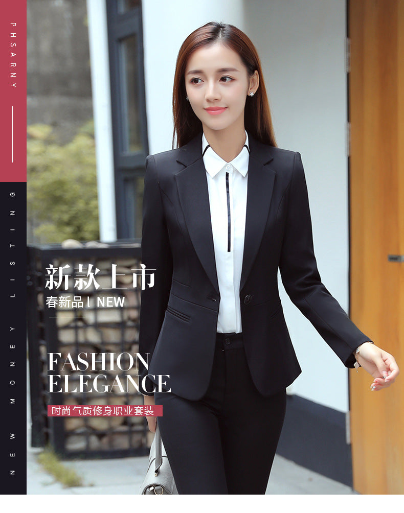 Professional suit Women's Short-sleeved New College Student Interview Dress Fashion Slim-fit Suit Work Clothes Temperament Suit