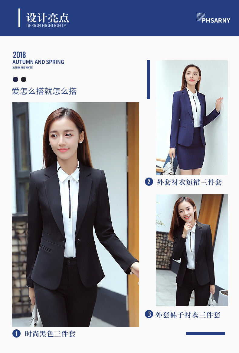 Professional suit Women's Short-sleeved New College Student Interview Dress Fashion Slim-fit Suit Work Clothes Temperament Suit