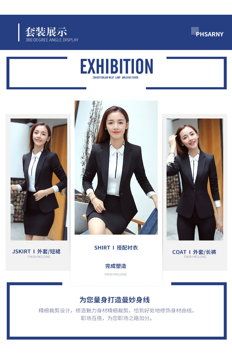 Professional suit Women's Short-sleeved New College Student Interview Dress Fashion Slim-fit Suit Work Clothes Temperament Suit