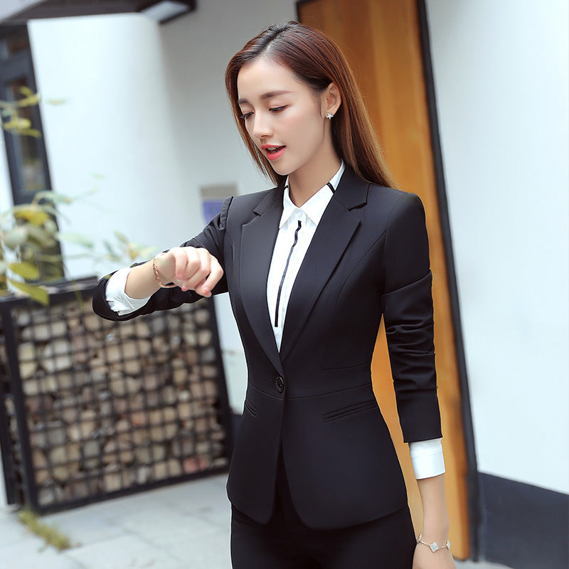 Professional suit Women's Short-sleeved New College Student Interview Dress Fashion Slim-fit Suit Work Clothes Temperament Suit