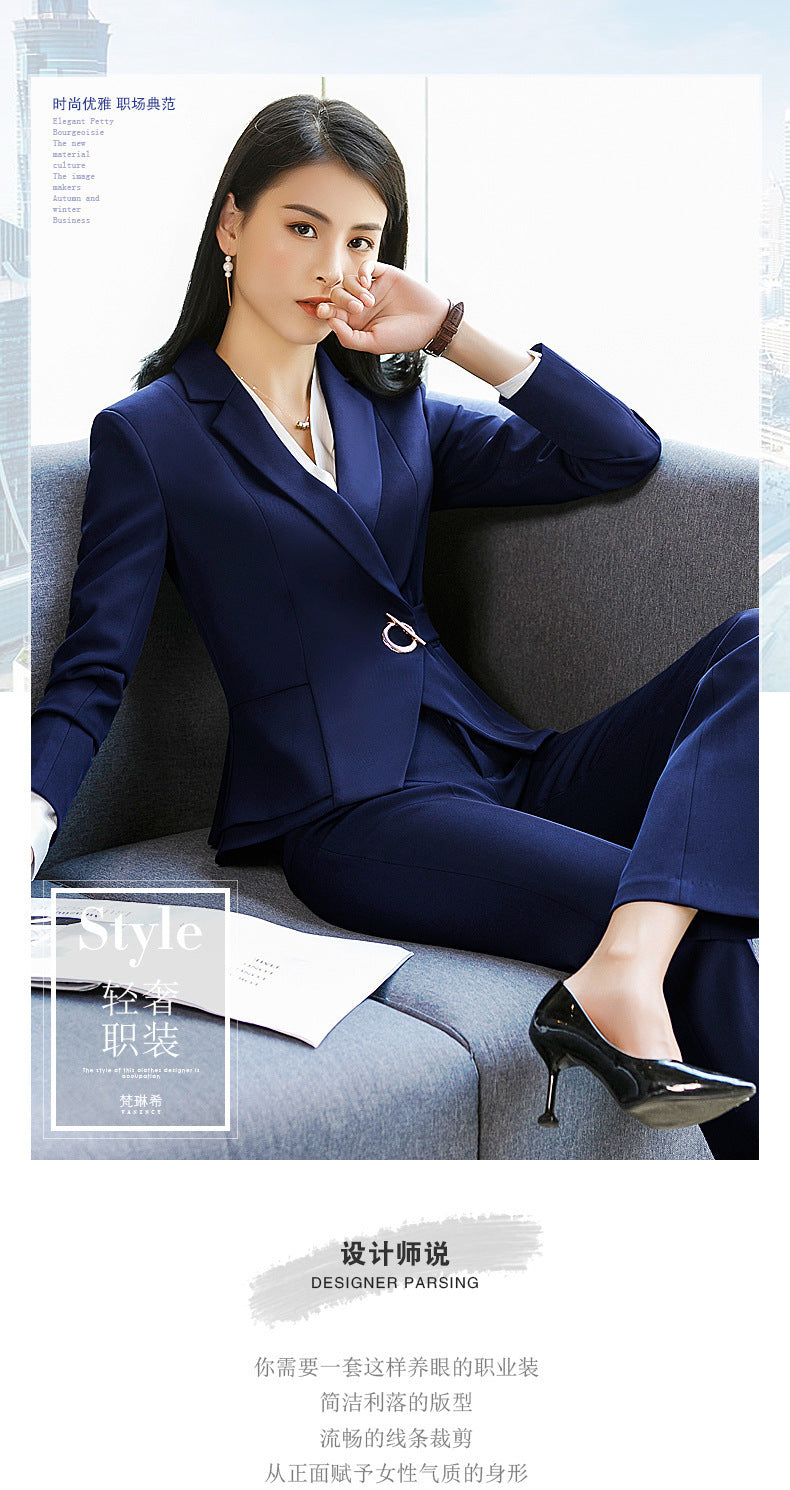 Autumn and Winter Hot-Selling Ol Classic Long-Sleeved Professional Women's Pants Suit Interview Sales Formal Work Suit 1882