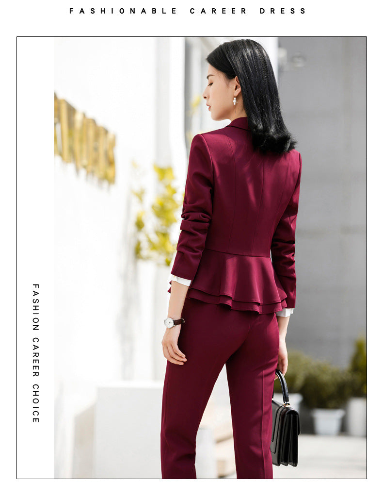 Autumn and Winter Hot-Selling Ol Classic Long-Sleeved Professional Women's Pants Suit Interview Sales Formal Work Suit 1882