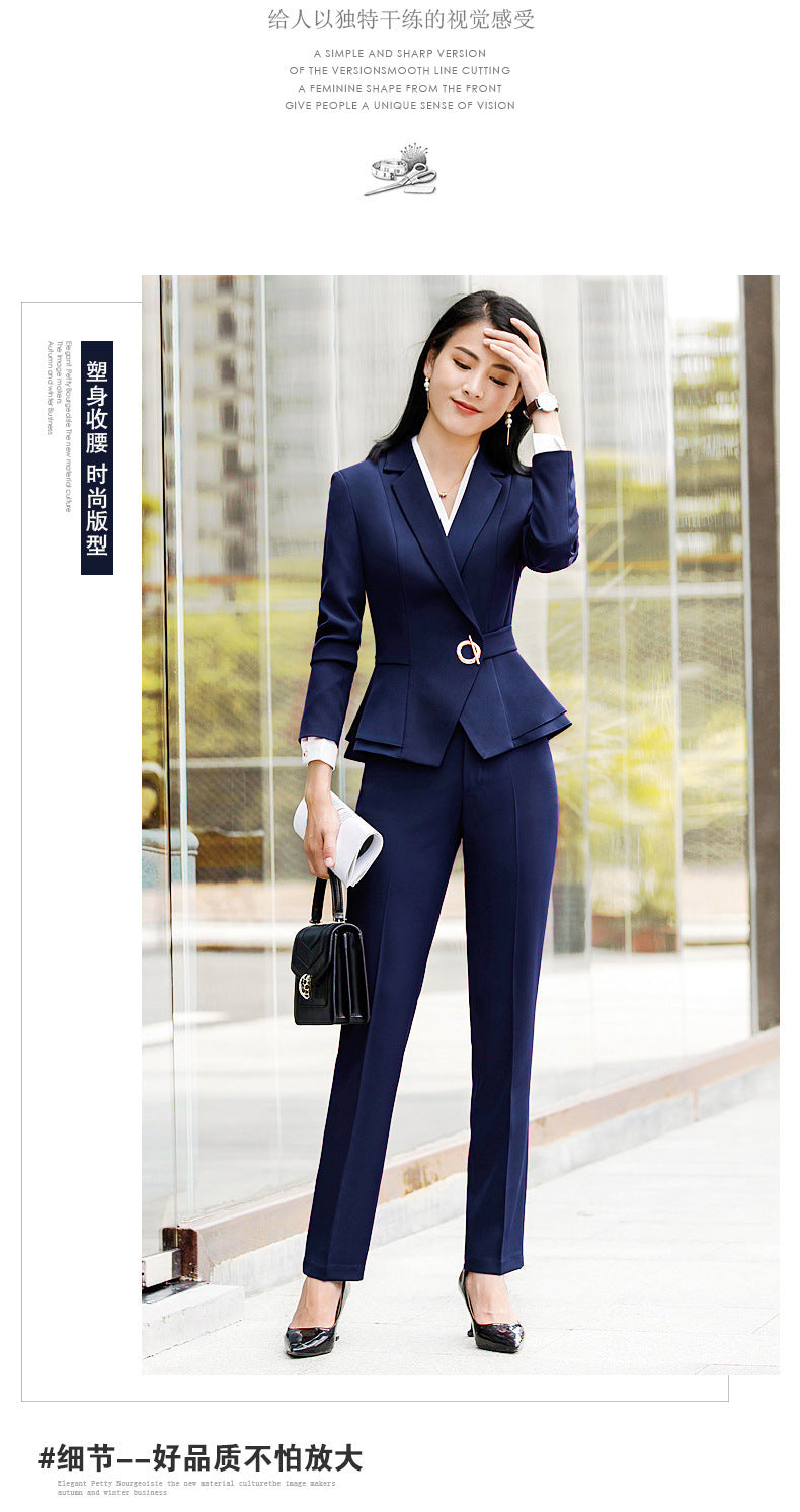 Autumn and Winter Hot-Selling Ol Classic Long-Sleeved Professional Women's Pants Suit Interview Sales Formal Work Suit 1882