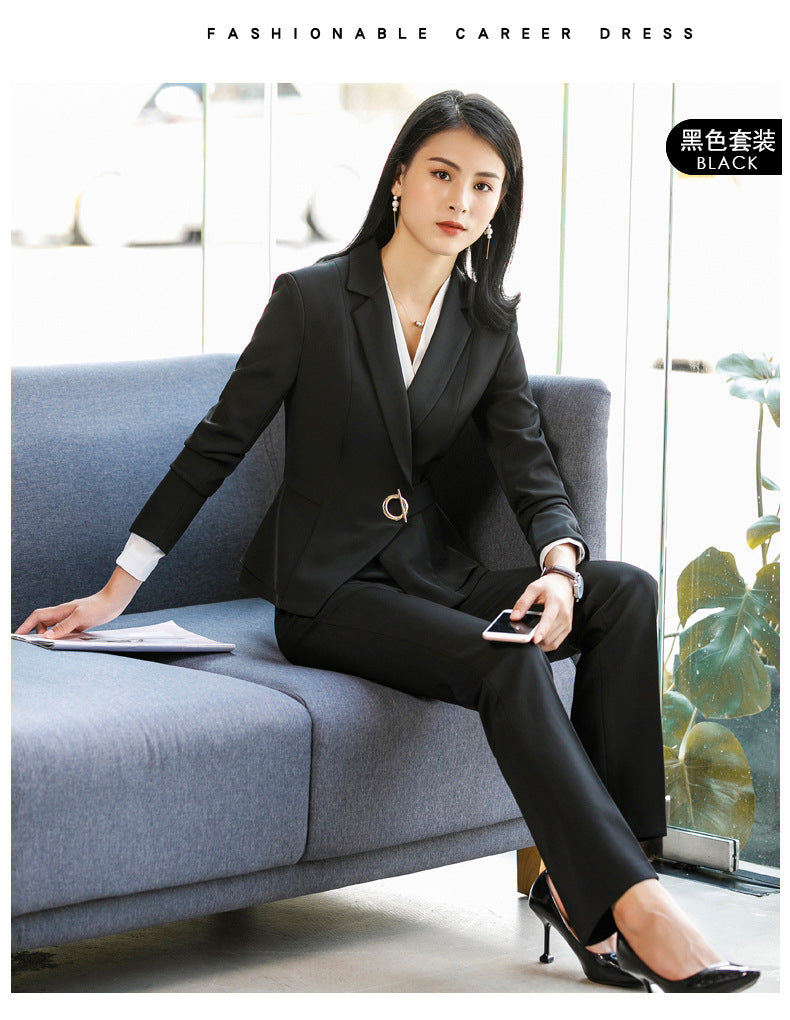 Autumn and Winter Hot-Selling Ol Classic Long-Sleeved Professional Women's Pants Suit Interview Sales Formal Work Suit 1882