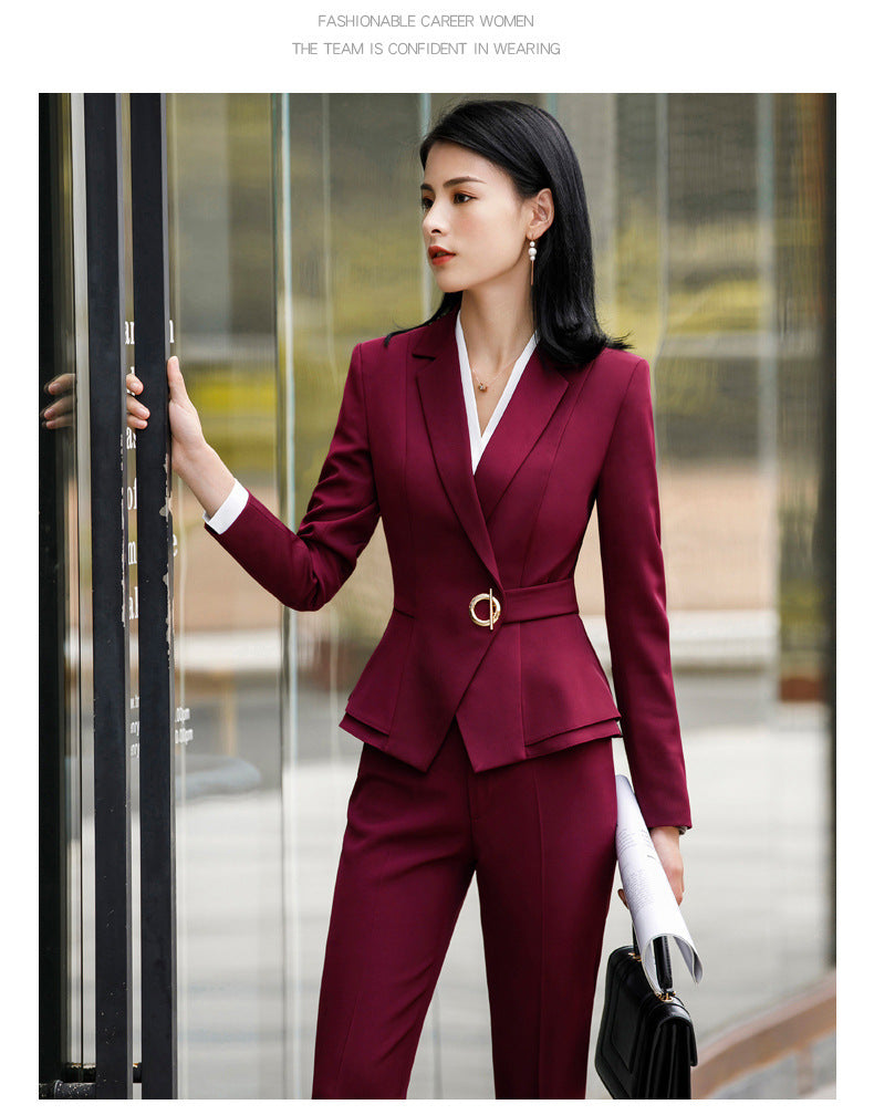 Autumn and Winter Hot-Selling Ol Classic Long-Sleeved Professional Women's Pants Suit Interview Sales Formal Work Suit 1882
