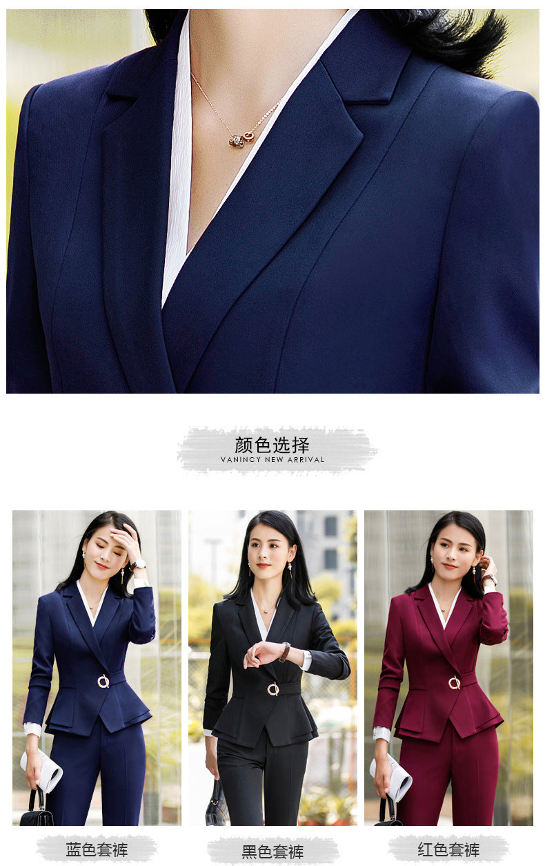 Autumn and Winter Hot-Selling Ol Classic Long-Sleeved Professional Women's Pants Suit Interview Sales Formal Work Suit 1882
