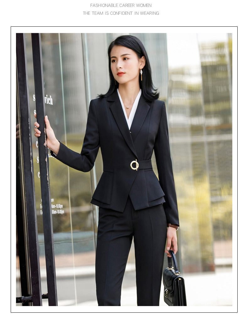 Autumn and Winter Hot-Selling Ol Classic Long-Sleeved Professional Women's Pants Suit Interview Sales Formal Work Suit 1882