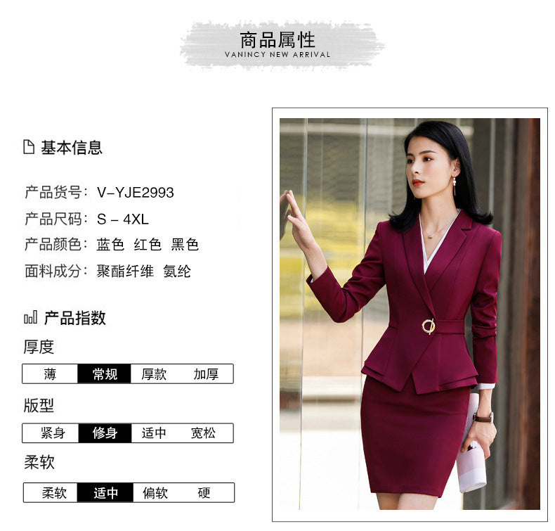 Autumn and Winter Hot-Selling Ol Classic Long-Sleeved Professional Women's Pants Suit Interview Sales Formal Work Suit 1882