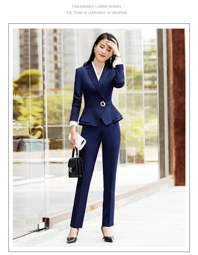 Autumn and Winter Hot-Selling Ol Classic Long-Sleeved Professional Women's Pants Suit Interview Sales Formal Work Suit 1882