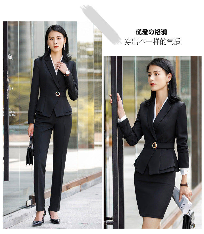 Autumn and Winter Hot-Selling Ol Classic Long-Sleeved Professional Women's Pants Suit Interview Sales Formal Work Suit 1882