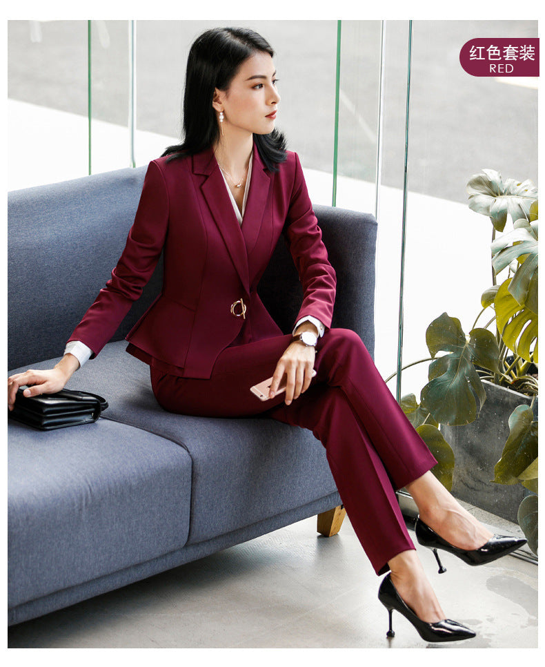 Autumn and Winter Hot-Selling Ol Classic Long-Sleeved Professional Women's Pants Suit Interview Sales Formal Work Suit 1882