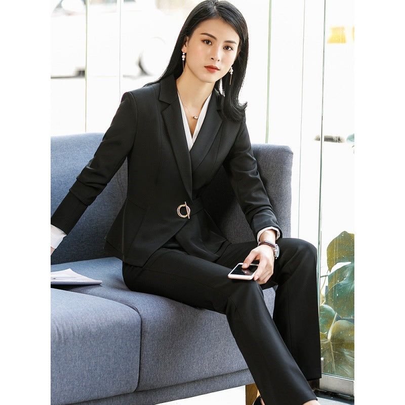 Autumn and Winter Hot-Selling Ol Classic Long-Sleeved Professional Women's Pants Suit Interview Sales Formal Work Suit 1882
