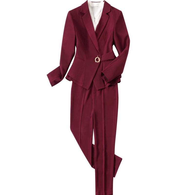 Autumn and Winter Hot-Selling Ol Classic Long-Sleeved Professional Women's Pants Suit Interview Sales Formal Work Suit 1882