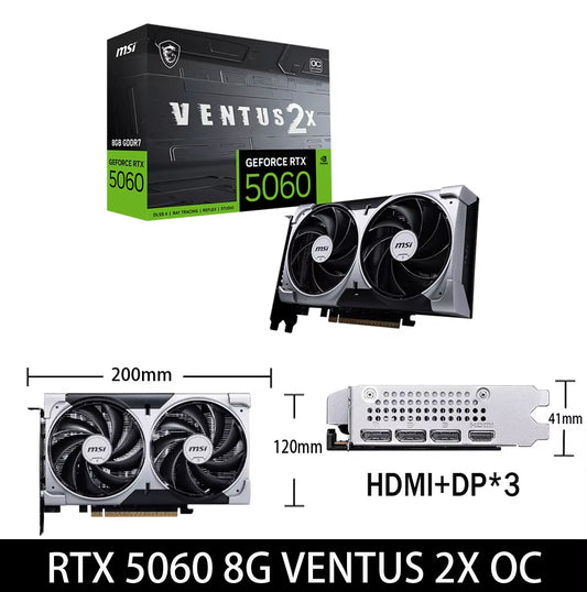 Geforce RTX5060 VENTUS 2X 8G OC Gaming Graphics Card 8GB GDDR7 128-Bit 8Pin DP PCI-E 5.0X16 Desktop Full New