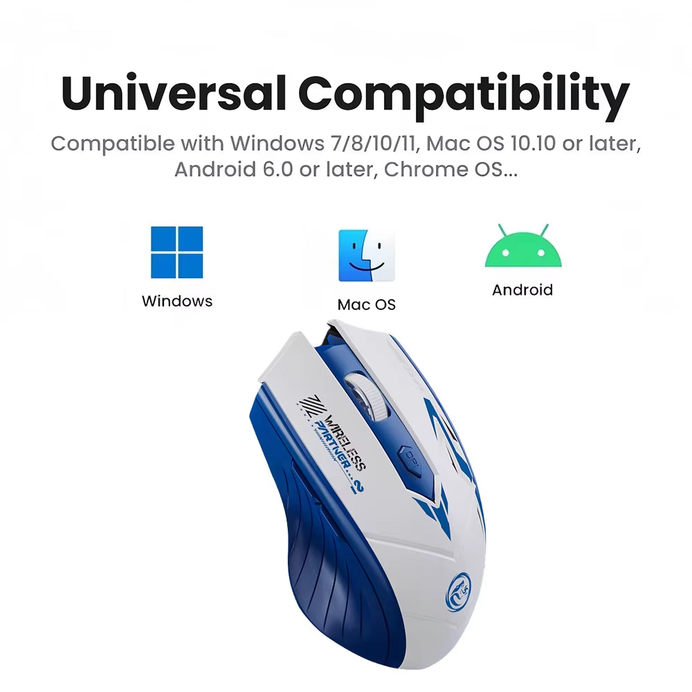 6 Buttons 2.4G Wireless Mouse Bluetooth 5.4 Mouse Dual-Mode Rechargeable Mice 1600 DPI Office Mouse Gaming Mouse for PC Laptop