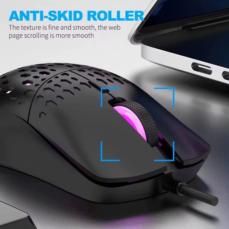 G701 Wired 6 Keys Mouse Colorful Lighting Gaming and Office for Microsoft Windows and Apple IOS System