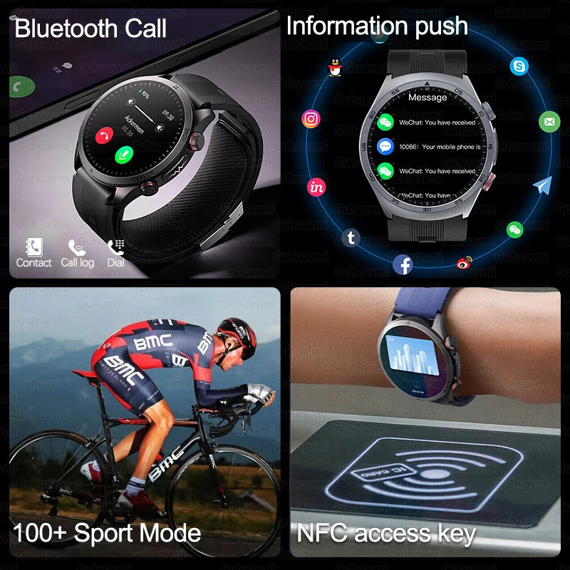 2026New Sapphire glass Air Pump Air Bag Smart Watch Health Clock Men Blood Pressure Uric Acid Call Health Tracker NFC Smartwatch