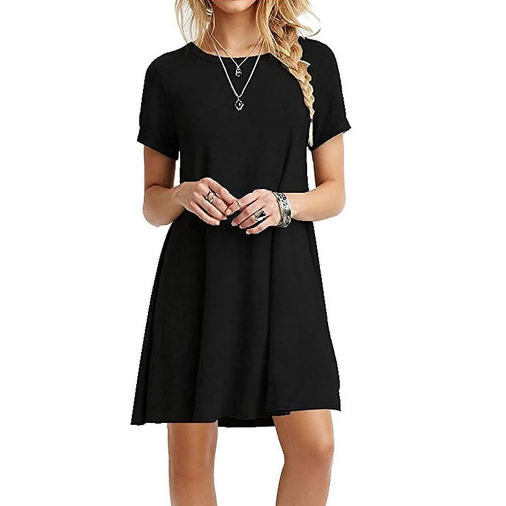 Women’s Vintage Print T-Shirt Mini Dress 🌼👗 | Casual Short Sleeve O-Neck Sundress