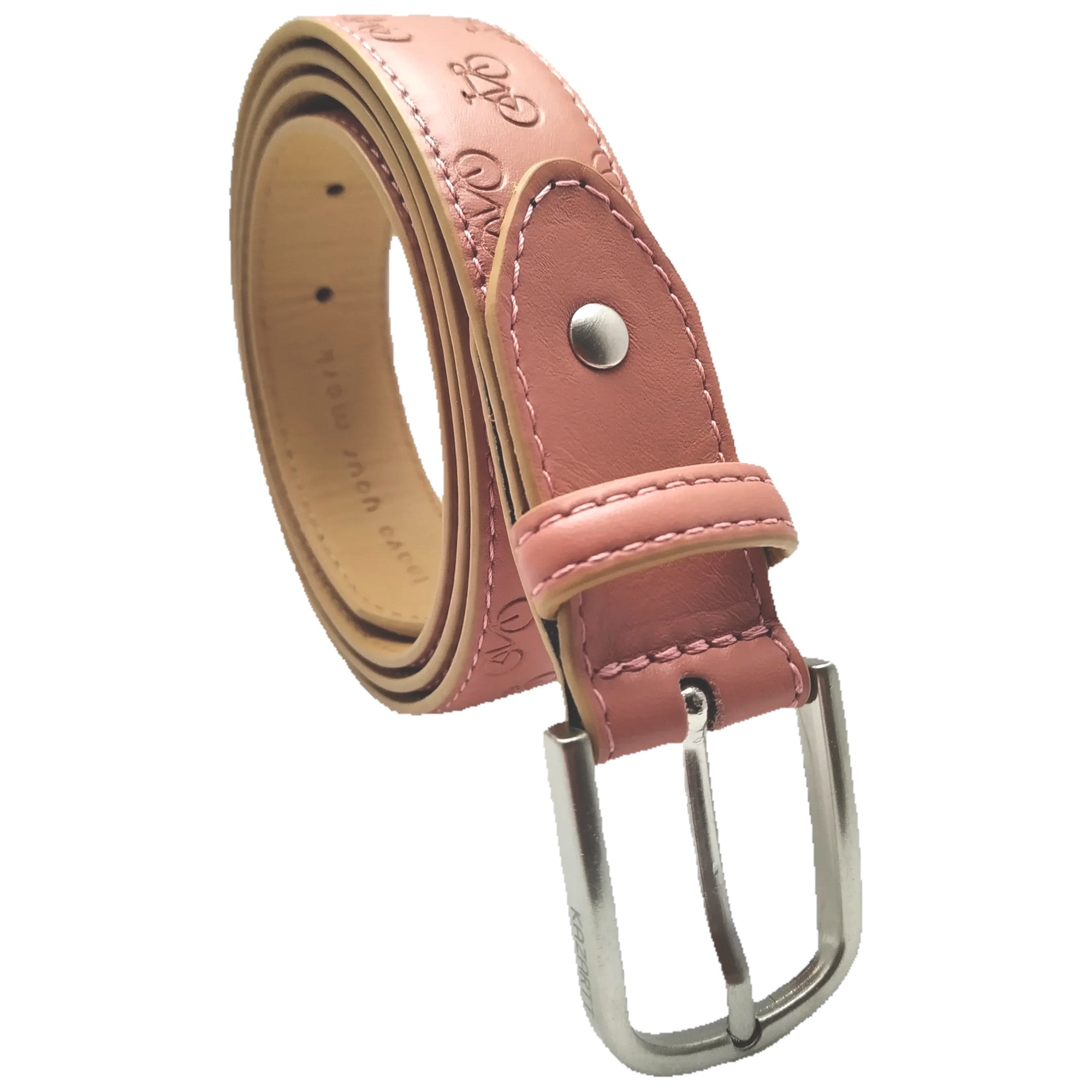 Women's Leather belt with cycle theme - Pink Sand